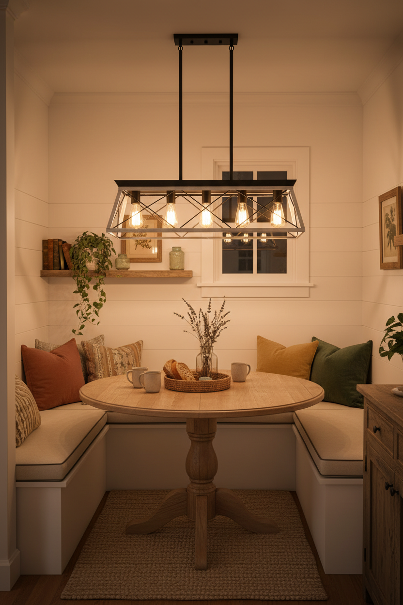 Chandelier in cozy breakfast nook