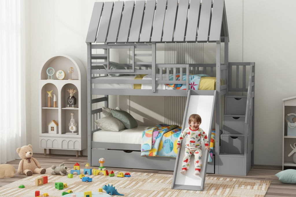 Child Sliding Down in Morning