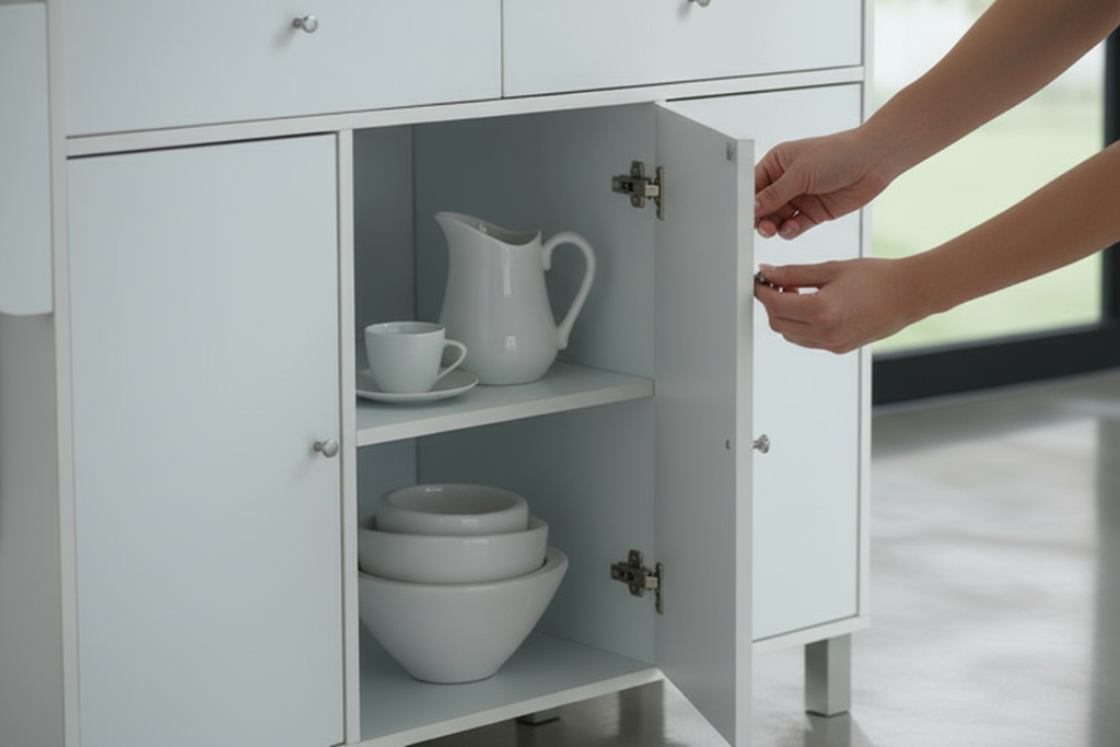 Close-up of cabinet interior