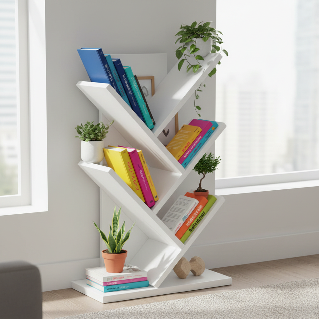Close-up of styled shelves