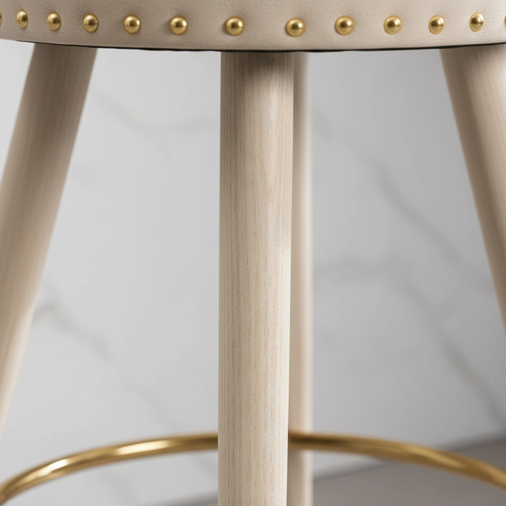 Close-up wood leg detail