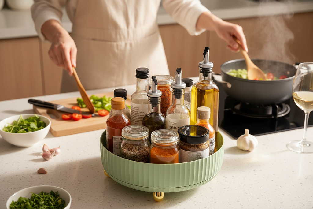 Cooking scene with easy access