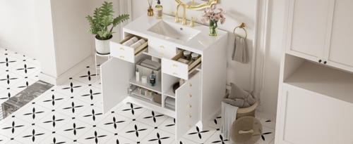 36'' Bathroom Vanity with Ceramic Sink Combo