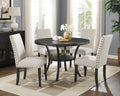 Tan Fabric Nail head Dining Set-5 Piece Round Table