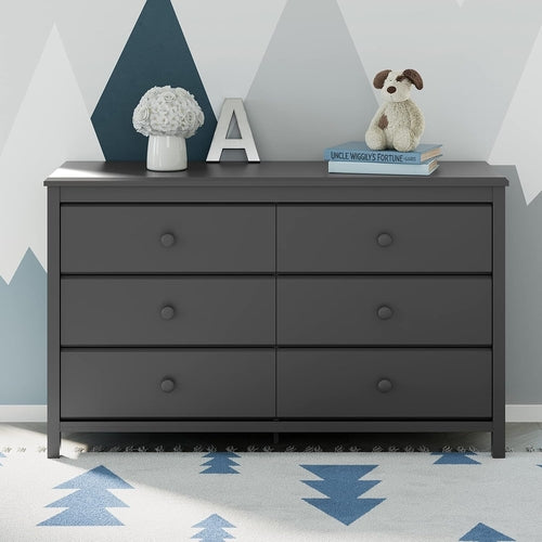 Gray Alpine 6 Drawer Double Dresser