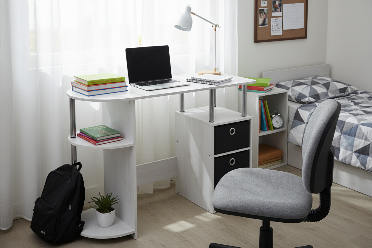 Desk in dorm room