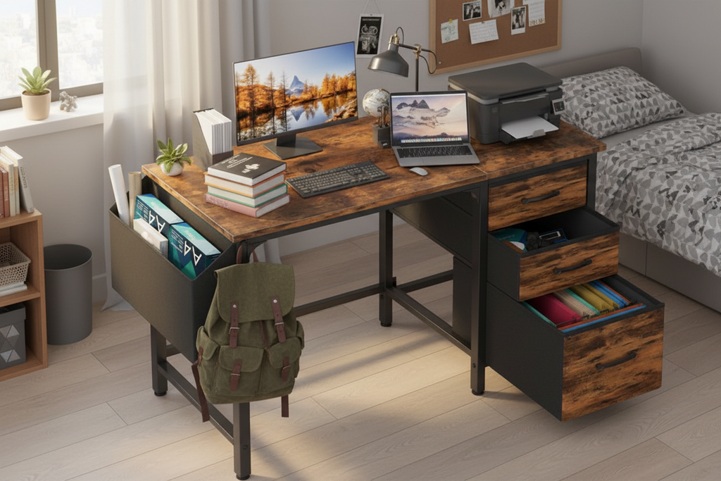 Desk in student bedroom or dorm