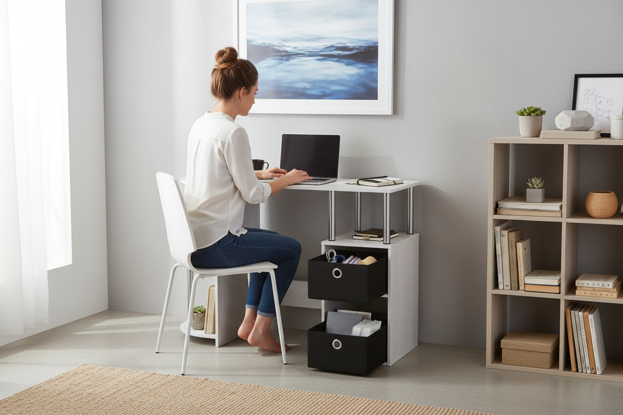Desk in studio apartment