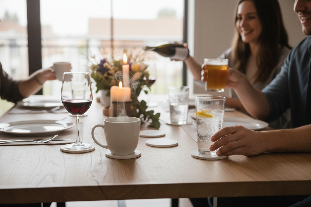 Entertaining scene with multiple drinks