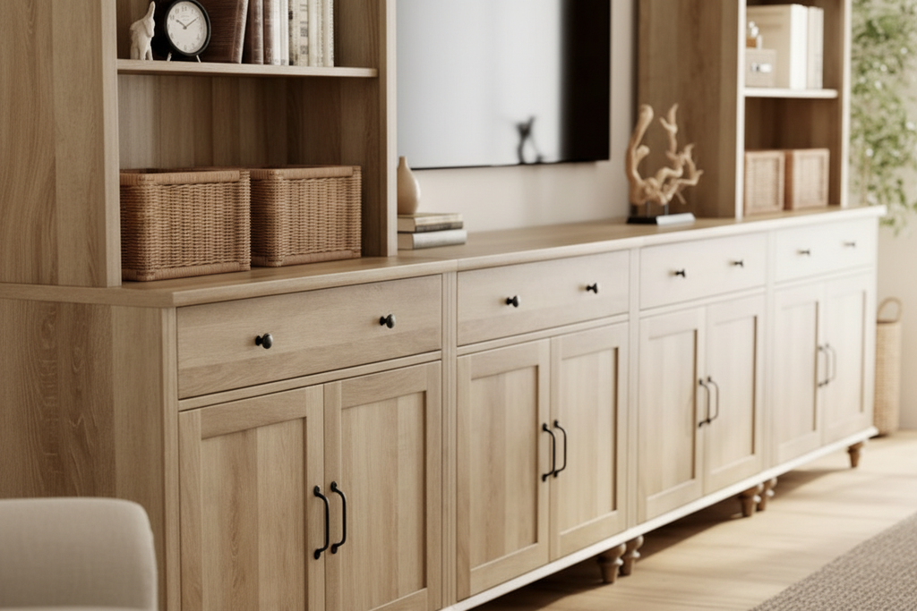 Entertainment Center - Wood Finish Close-Up