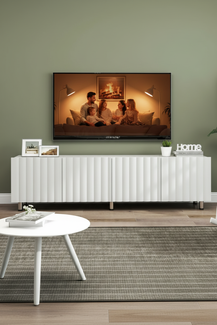 Evening living room with family