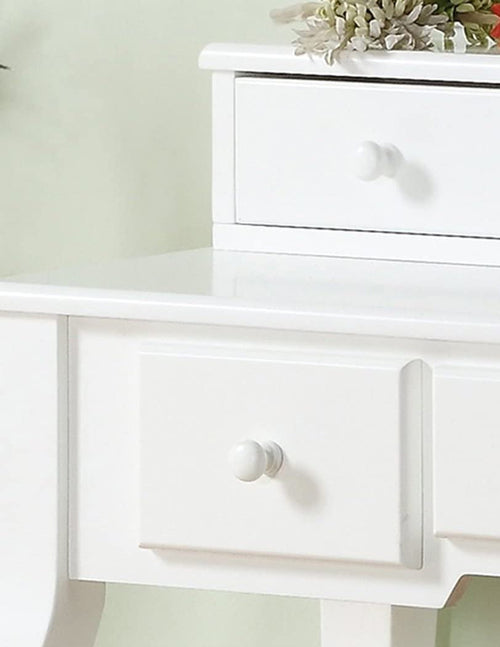 Makeup Vanity Set With Beige Upholstered Stool