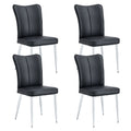 Modern Minimalist Dining Chairs with PU Leather Curved Backrest and