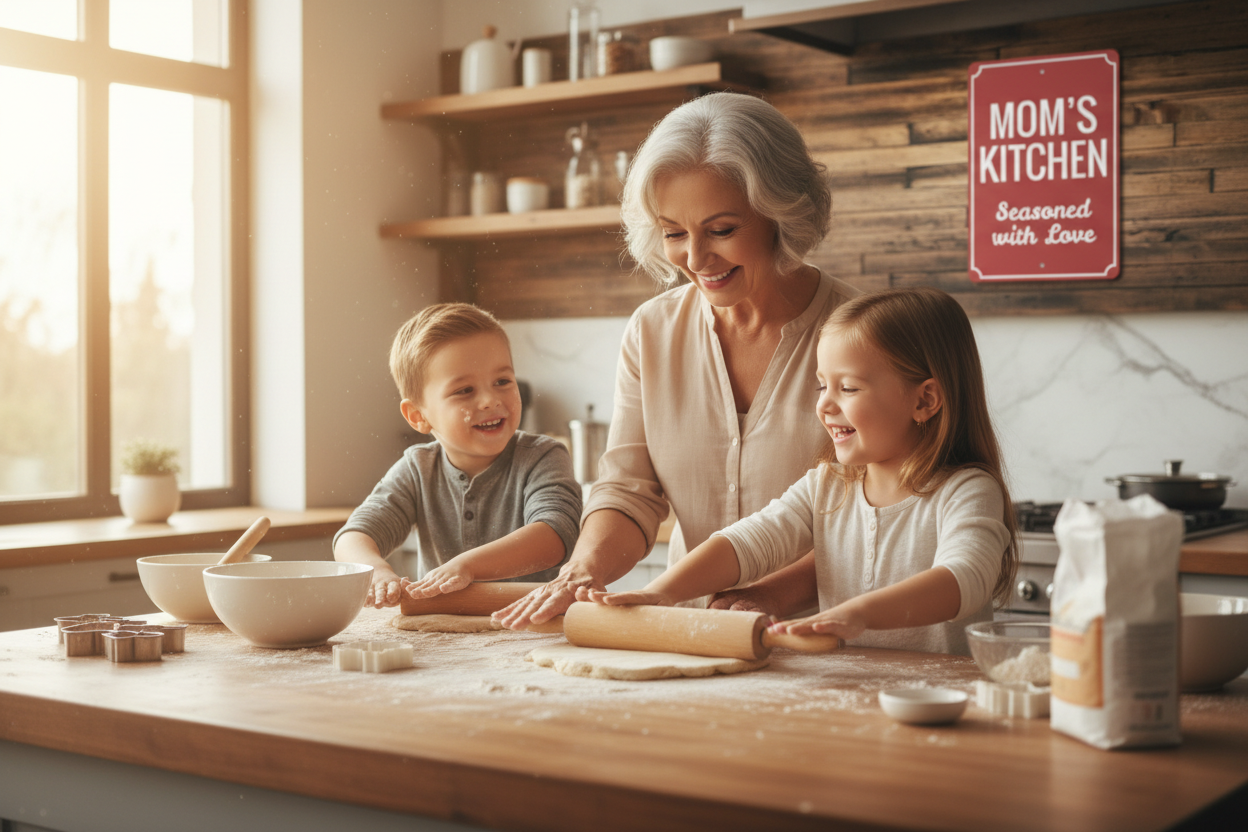 Family baking together