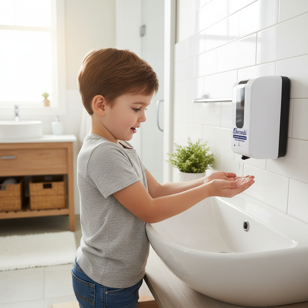 Family bathroom with child