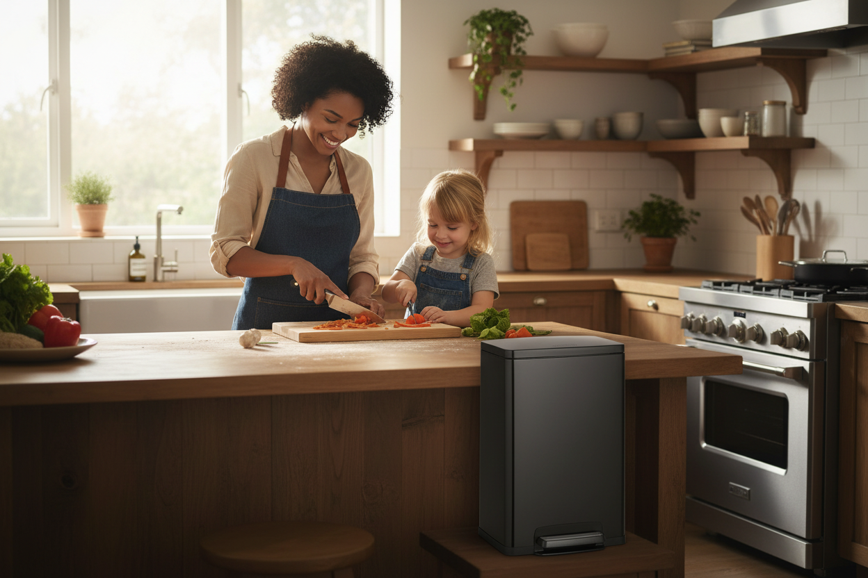 Family cooking scene