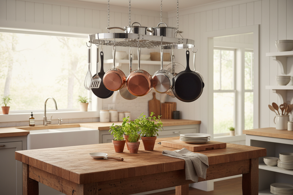 Farmhouse kitchen with rustic island