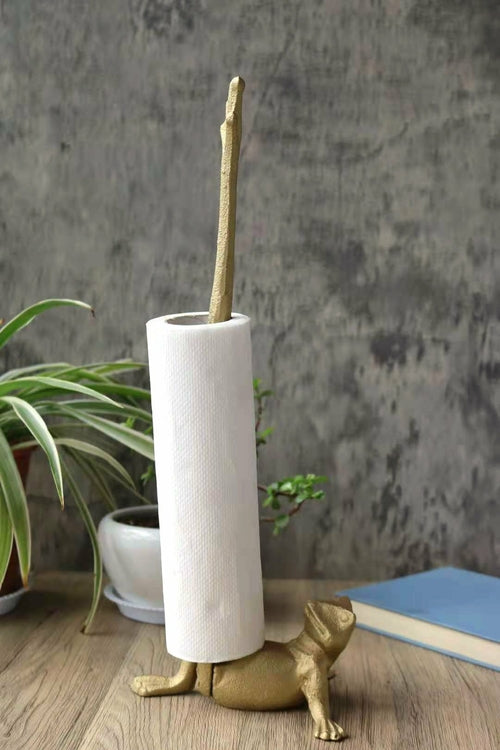 Gold Frog Paper Towel Holder