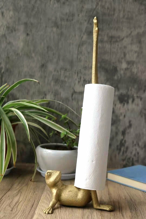 Gold Frog Paper Towel Holder