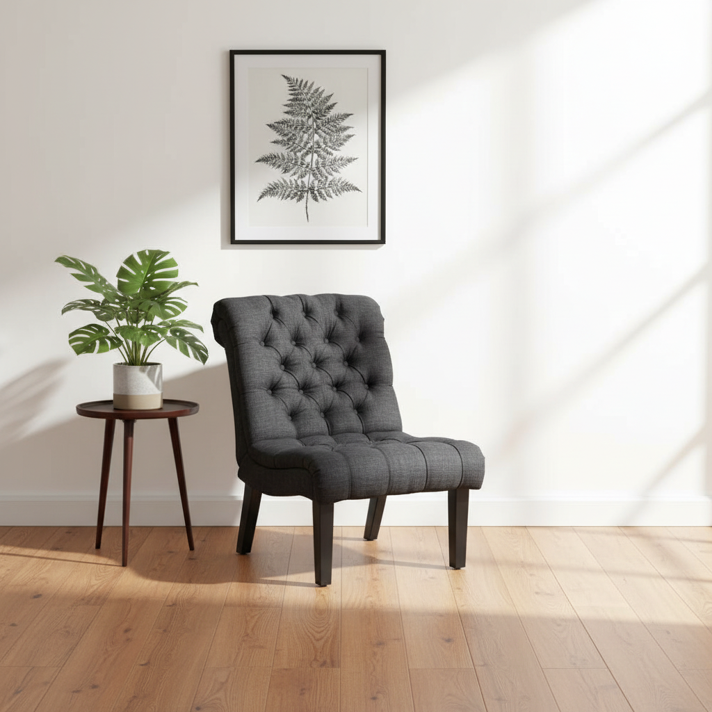 Gray accent chair in entryway