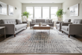 Grey brick rug in living room