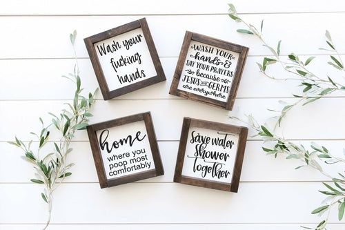 Wash Your Hands Bathroom Wood Signs