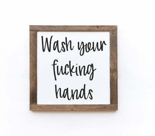 Wash Your Hands Bathroom Wood Signs