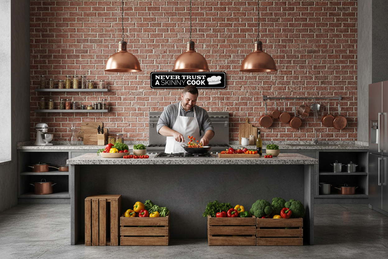 Industrial kitchen with chef