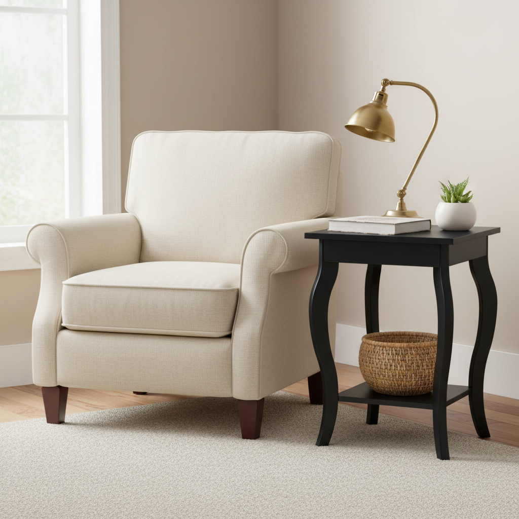 Living room with black end table