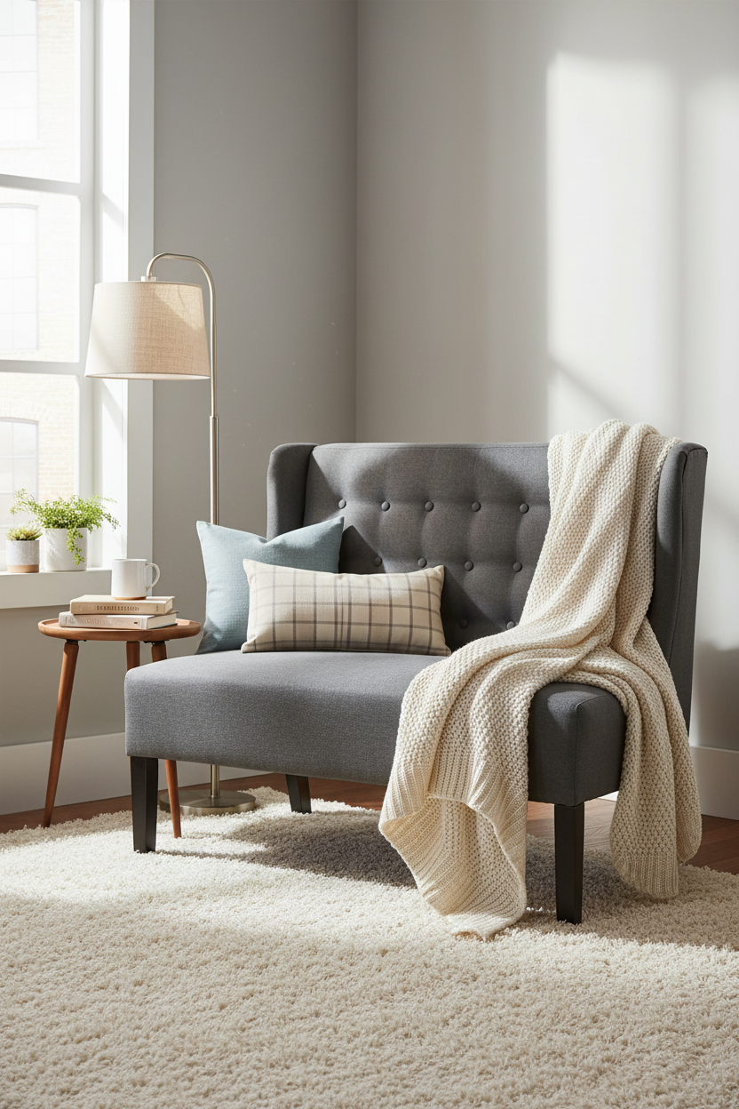 Loveseat in cozy reading nook