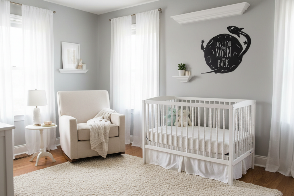 Nursery with wall decal