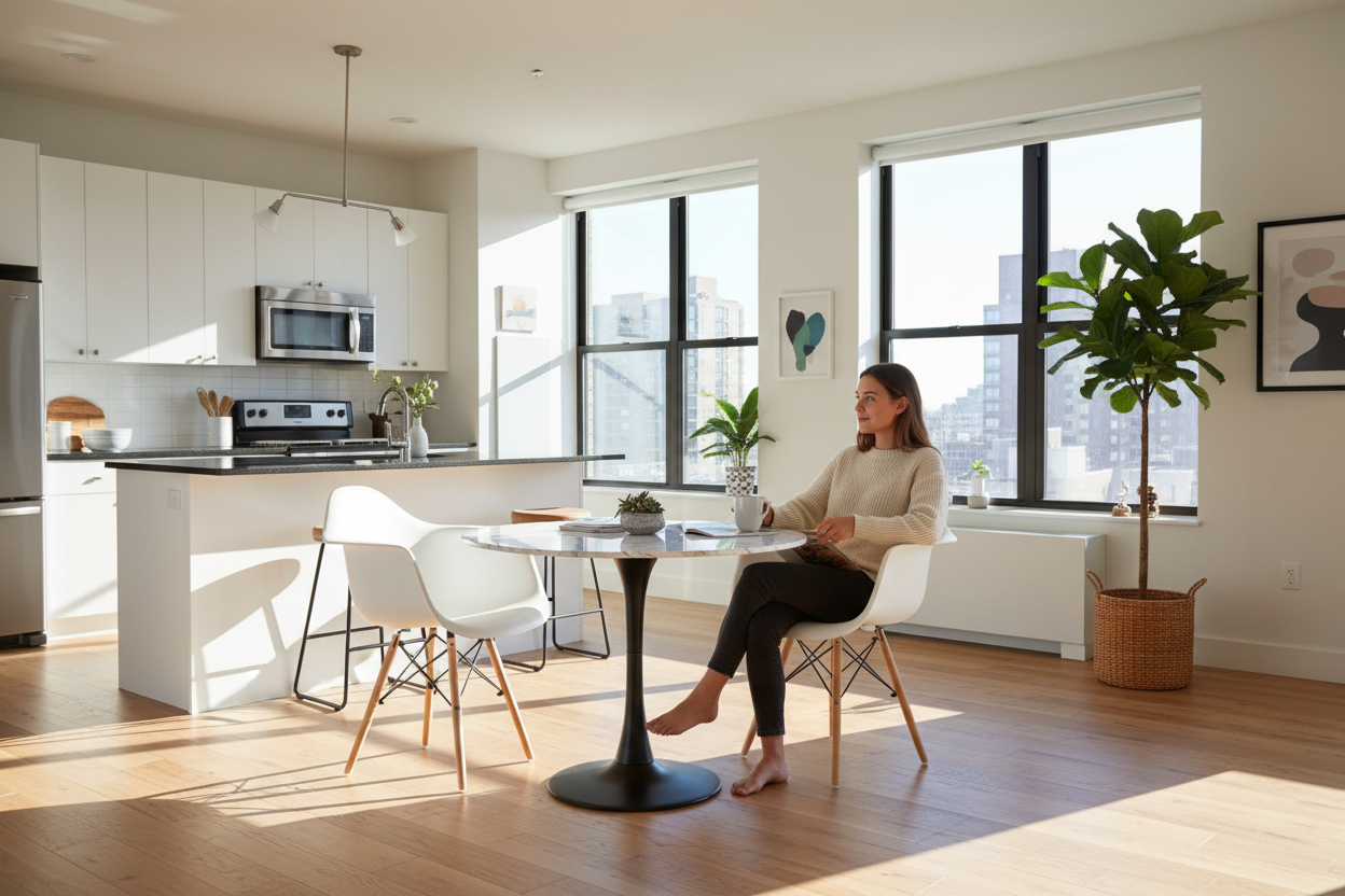 Open-concept living with person