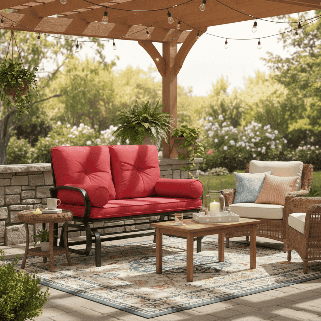 Steel Outdoor Garden Patio w/ Rocking Glider