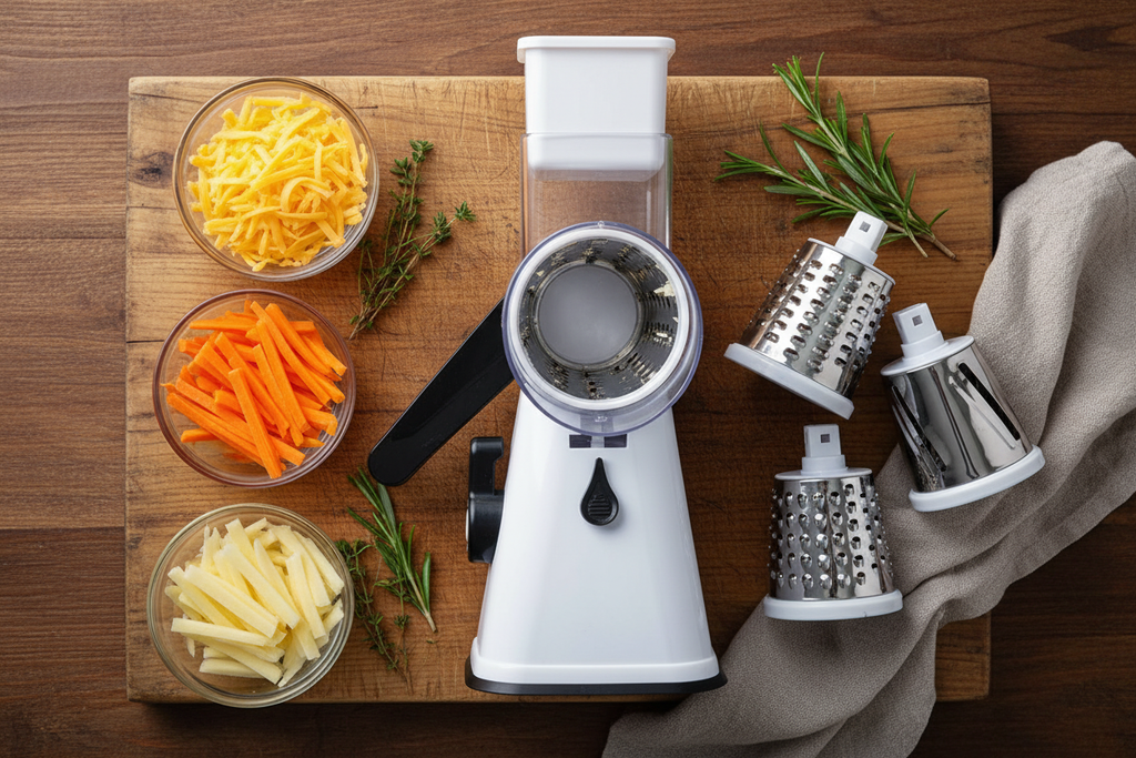 Overhead flat lay with grated vegetables