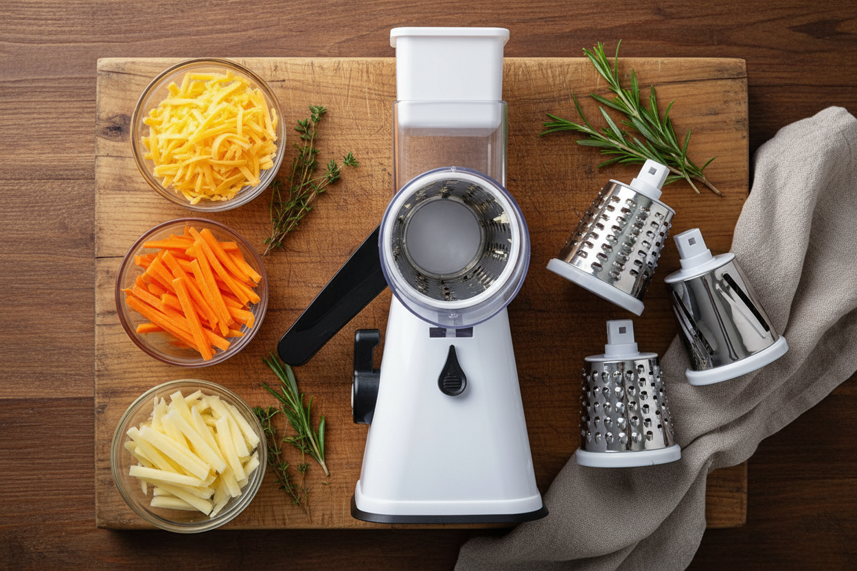 Overhead flat lay with grated vegetables