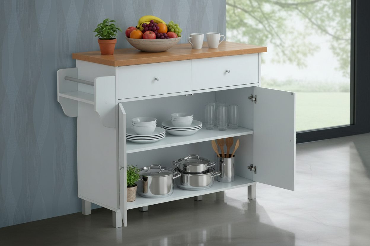 Overhead view with styled countertop