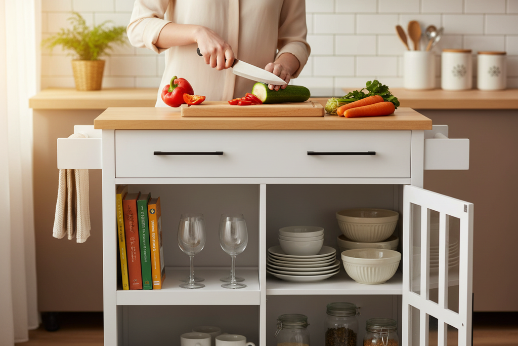 Person using cart for meal prep