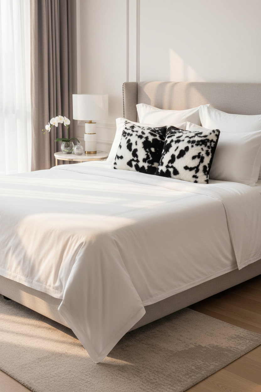 Pillows on white bed