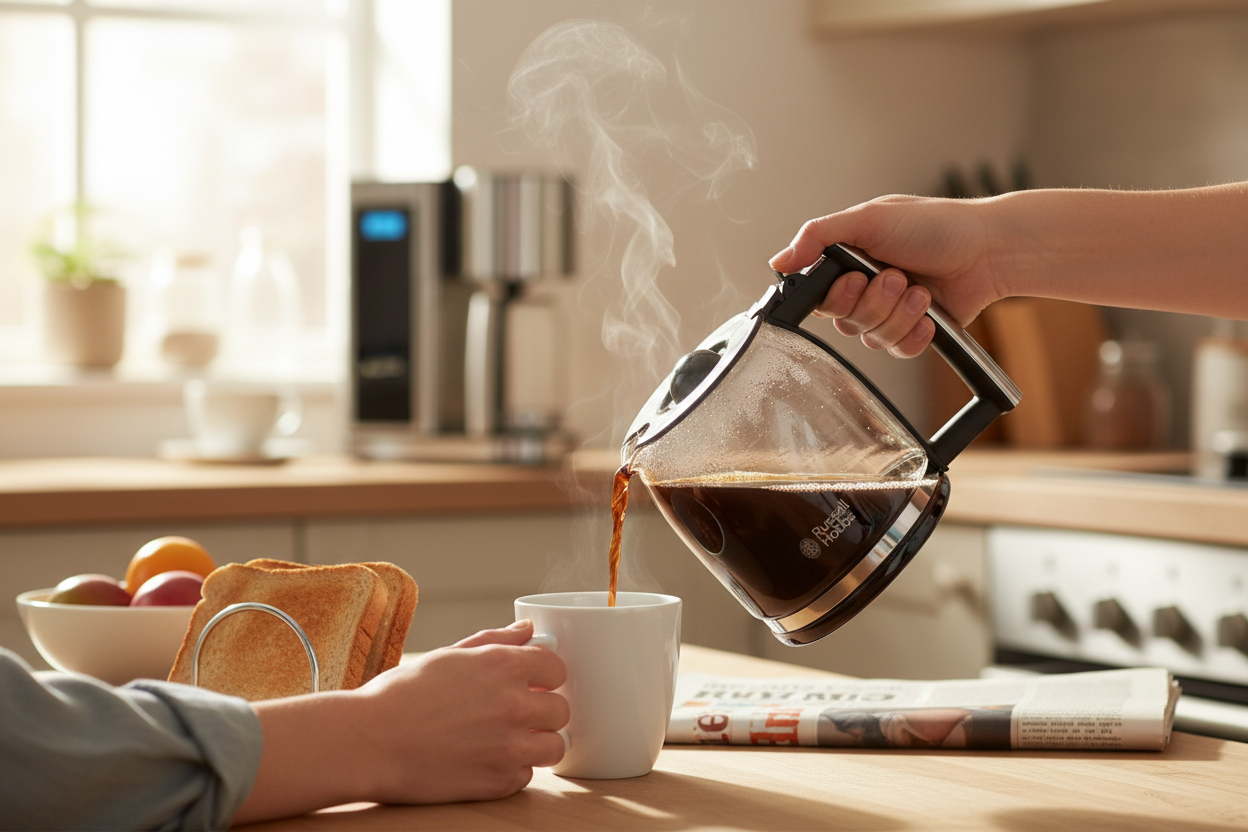 Pouring coffee at breakfast