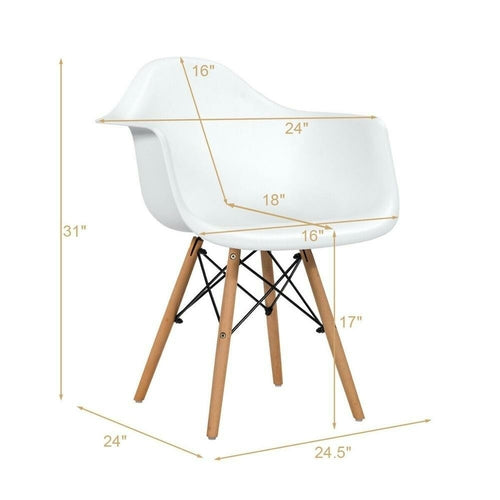 Set of 2 Mid Century Modern Molded Dining Arm Side Chair