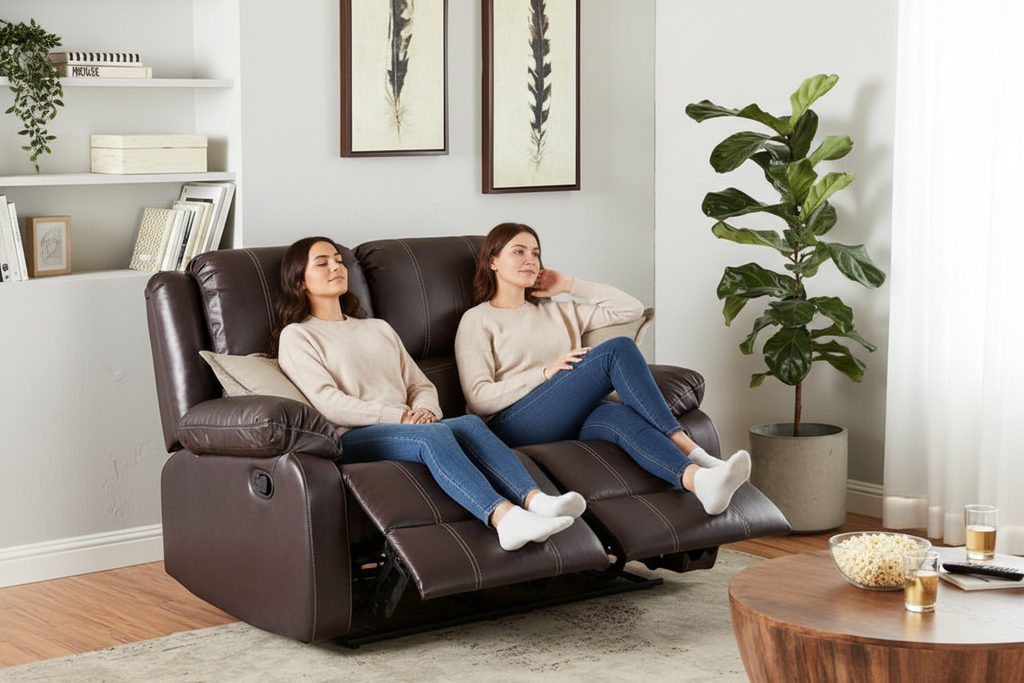 Recliner Loveseat - Couple Watching TV