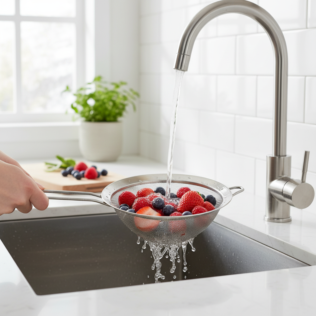 Rinsing fresh berries