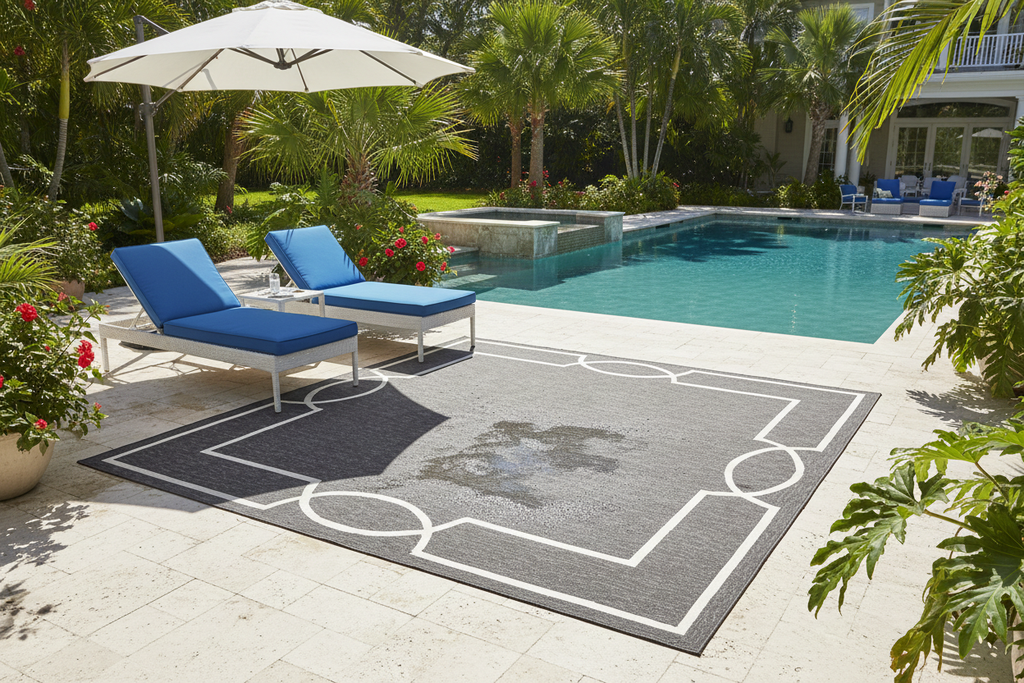 Rug by poolside