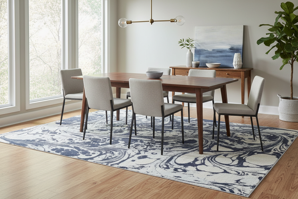 Rug in elegant dining room