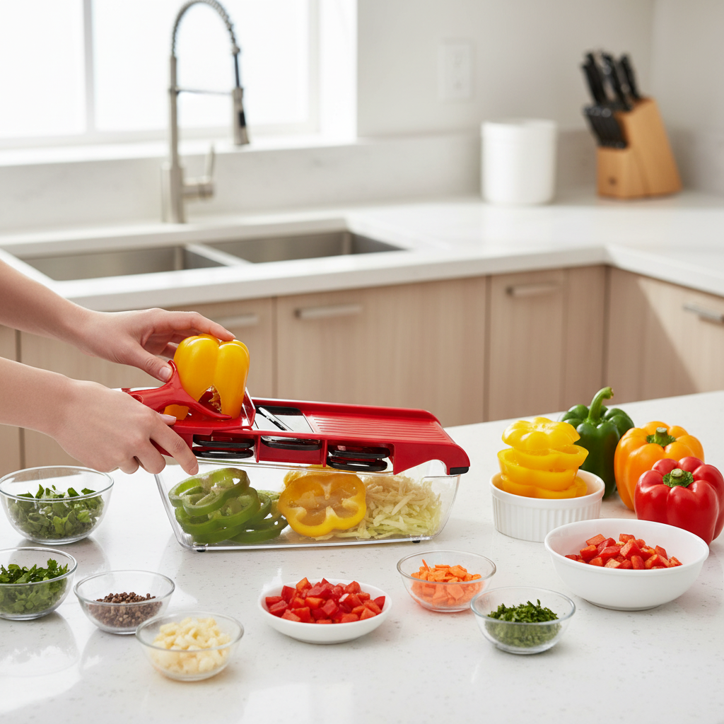 Slicing bell peppers