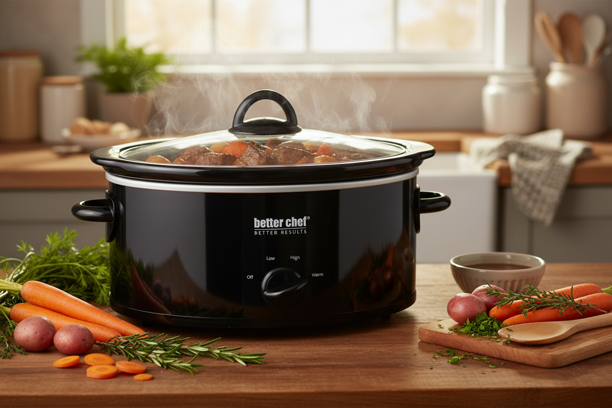 Slow cooker with beef stew