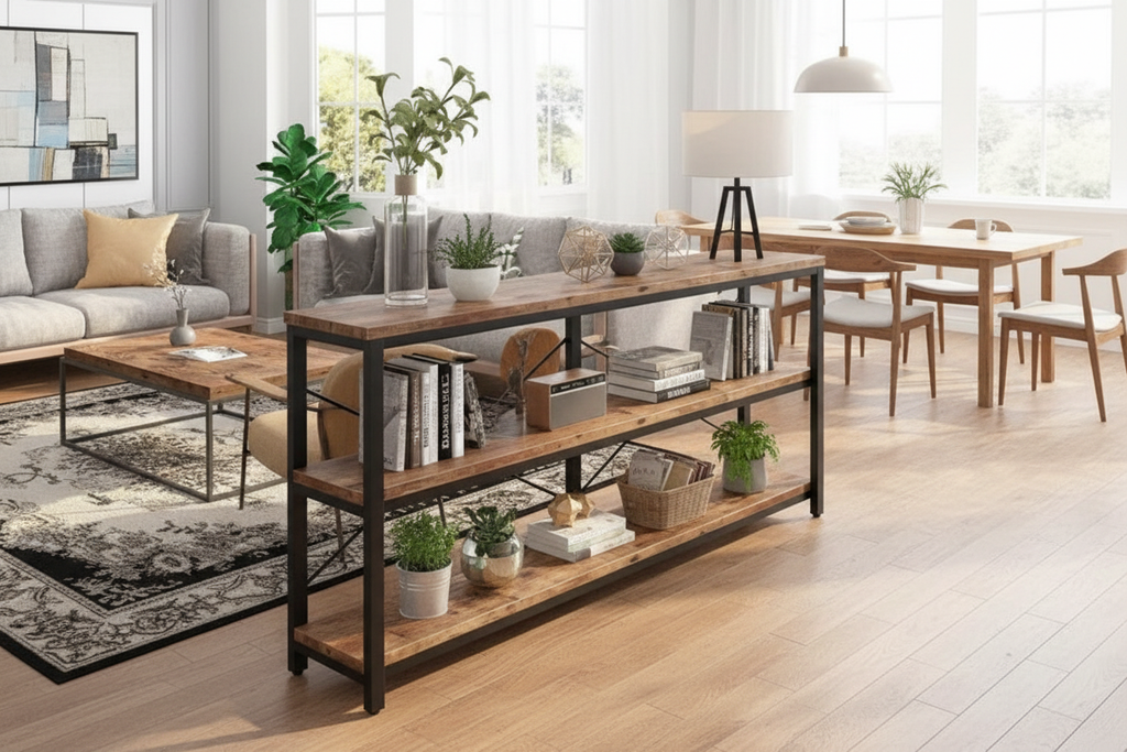 Sofa table as room divider