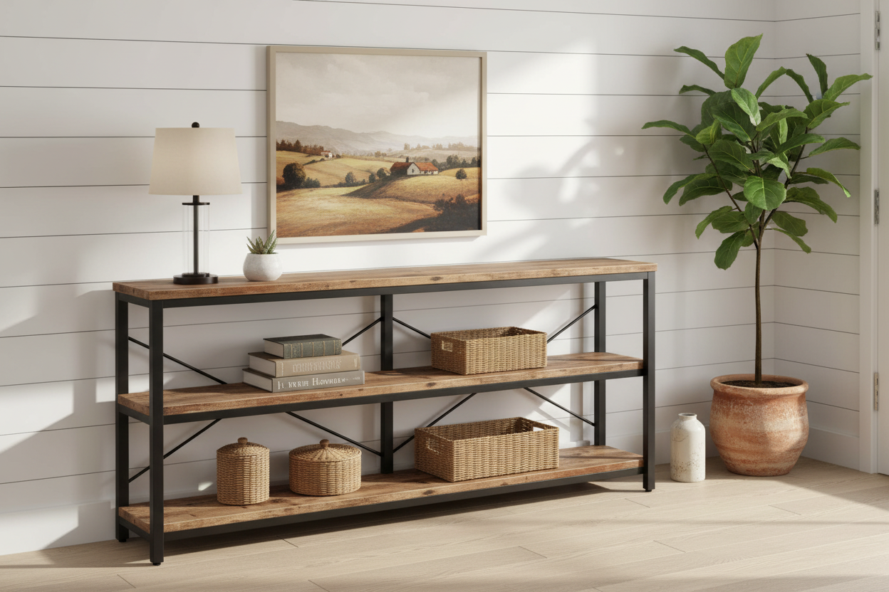 Sofa table in entryway