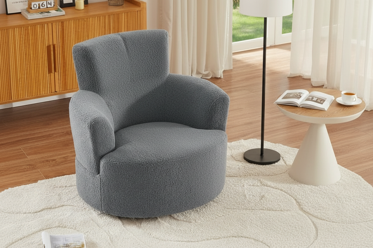 Swivel chair in living room corner