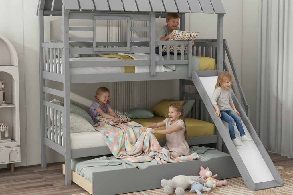 Three Kids Sleepover Scene